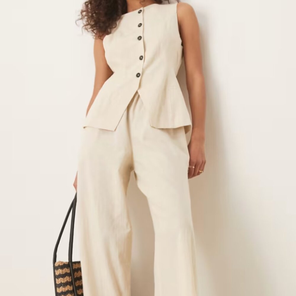 Asos button down vest jumpsuit